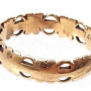 Antique Estate 14 K gold, hand-carved wedding band, in a size 5.5